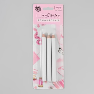 Карандаши для ткани, 8.5 см, 3 шт., белые