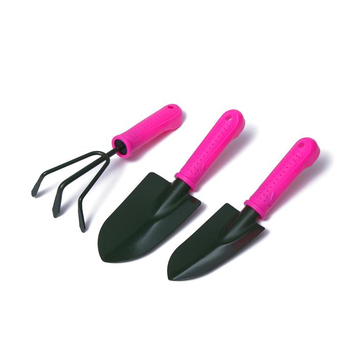 Набор садового инструмента, 3 предмета: рыхлитель, 2 совка, пластиковые ручки - Фото 1