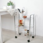 Этажерка напольная 3-х секционная, на колёсиках, 50×26.5×63 см, хром - Фото 2