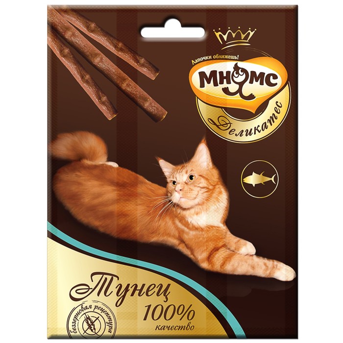 Деликатес лакомые палочки Мнямс для кошек, с тунцом, 9 см, 3 х 4 г - Фото 1