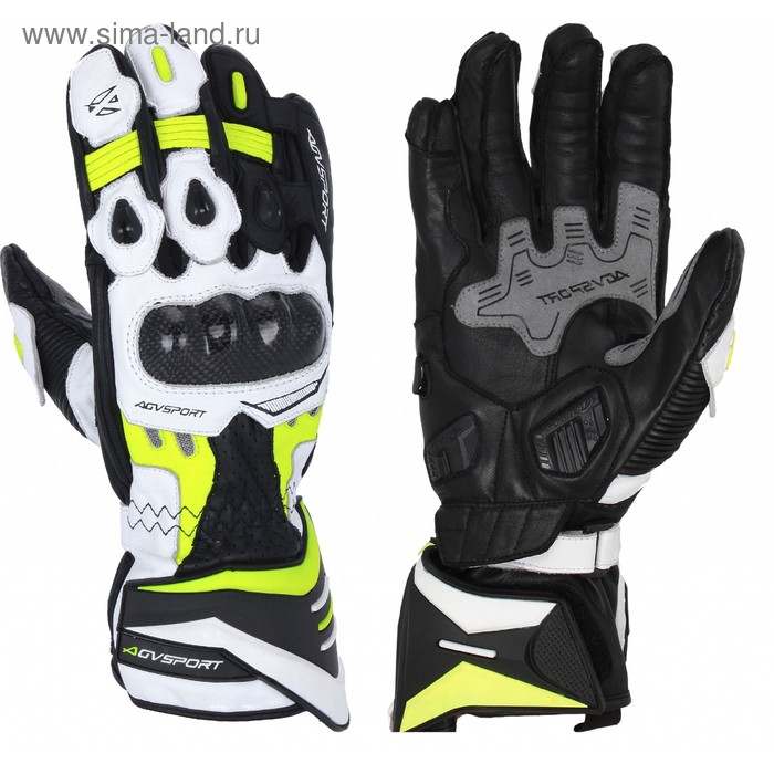 Кожанные перчатки AGVSPORT MOTION, чёрный / белый / жёлтый, XL, A02302-315-11 - Фото 1