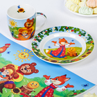 Набор детской посуды «Солнышко»: кружка 250 мл, тарелка Ø 17.5 см, салфетка 35 × 22 см - фото 8791443