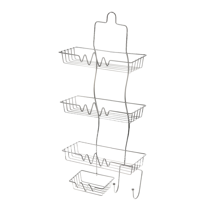 Полка 3-х ярусная с мыльницей Доляна, 2 крючка, 26×12×61 см - Фото 1