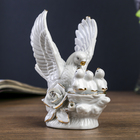 Сувенир керамика "Белый голубь с птенчиками" со стразами 13,5х11х7 см - фото 11569778