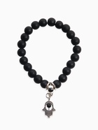 Браслет-оберег «Рука счастья Хамса» шунгит, чёрный с серебром, d=6 см - Фото 1