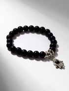 Браслет-оберег «Рука счастья Хамса», шунгит, чёрный с серебром, d=6 см - Фото 4