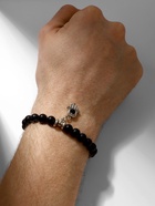 Браслет-оберег «Рука счастья Хамса» шунгит, чёрный с серебром, d=6 см - Фото 3