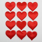 Сердечки декоративные, набор 12 шт., размер 1 шт: 6,5×5 см, цвет красный - фото 320348131