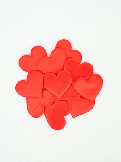 Сердечки декоративные, набор 12 шт., размер 1 шт.: 6.5×5 см, красные