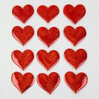Сердечки декоративные, набор 12 шт., размер 1 шт: 6,5×6 см, цвет красный - Фото 1