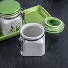 Набор банок керамических для сыпучих продуктов с ложками на подставке «Манголия», 3 предмета - Фото 2