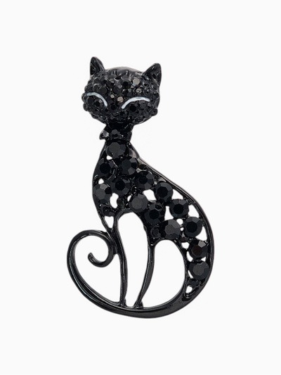 Брошь «Кошка» грациозная, цвет чёрный