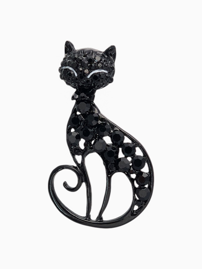 Брошь «Кошка» грациозная, цвет чёрный - Фото 1
