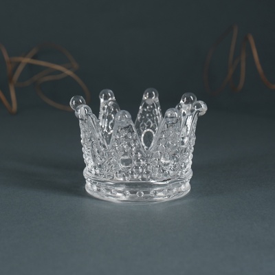 Стеклянный подсвечник на 1 свечу «Корона», прозрачный, 5×7×7 см