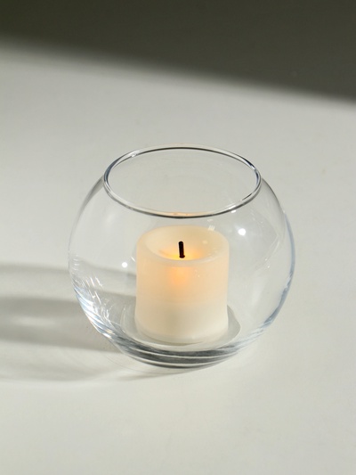 Стеклянный подсвечник на 1 свечу «Шар», прозрачный, 7×9×9 см