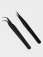 Пинцеты для наращивания ресниц, набор - 2 шт., 12.5 см, чёрные - Фото 3