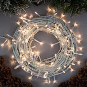 Гирлянда «Нить» 20 м, IP20, белая нить, 200 LED, свечение тёплое белое, 8 режимов, 220 В, УЦЕНКА 4224982