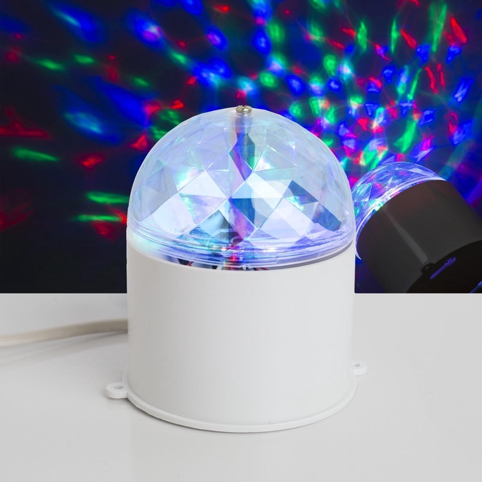 УЦЕНКА Световой прибор «Хрустальный шар» 7.5 см, свечение RGB, 220 В, белый - Фото 1