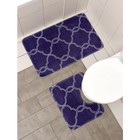 Набор ковриков для ванной и туалета Доляна «Виньер», 2 шт: 44×50, 50×80 см, цвет синий - фото 318170425
