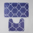 Набор ковриков для ванной и туалета Доляна «Виньер», 2 шт: 44×50, 50×80 см, цвет синий - Фото 2