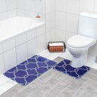Набор ковриков для ванной и туалета Доляна «Виньер», 2 шт: 44×50, 50×80 см, цвет синий - Фото 3