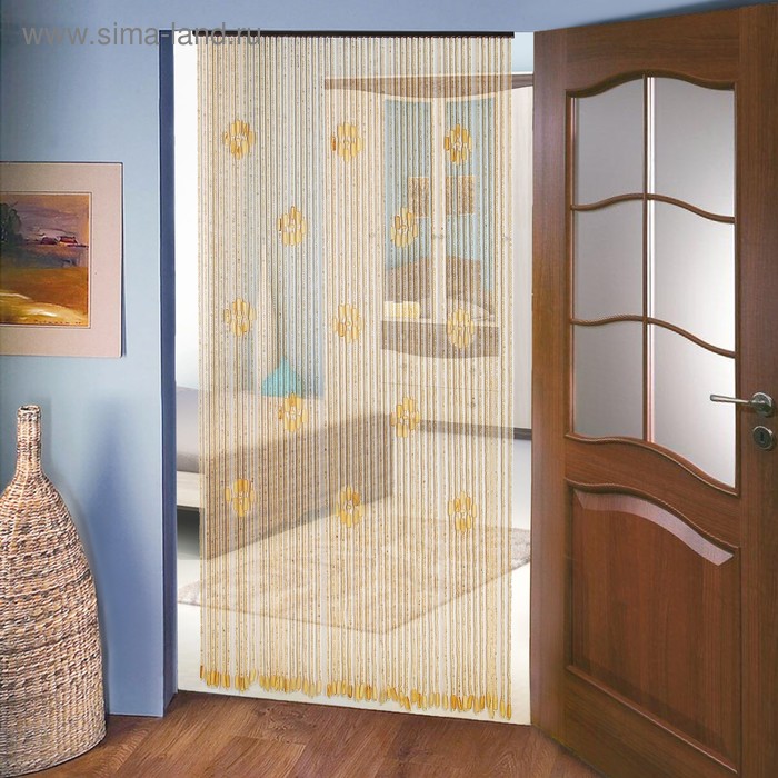 Штора - занавеска декоративная «Шарики», 90×195 см, 52 нити, дерево - Фото 1