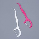 Флоссеры - зубочистки с зубной нитью Доляна, набор 20 шт., 7.5×1.5 см, белый, розовый - Фото 1