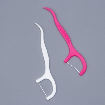 Флоссеры - зубочистки с зубной нитью Доляна, набор 20 шт., 7.5×1.5 см, белый, розовый