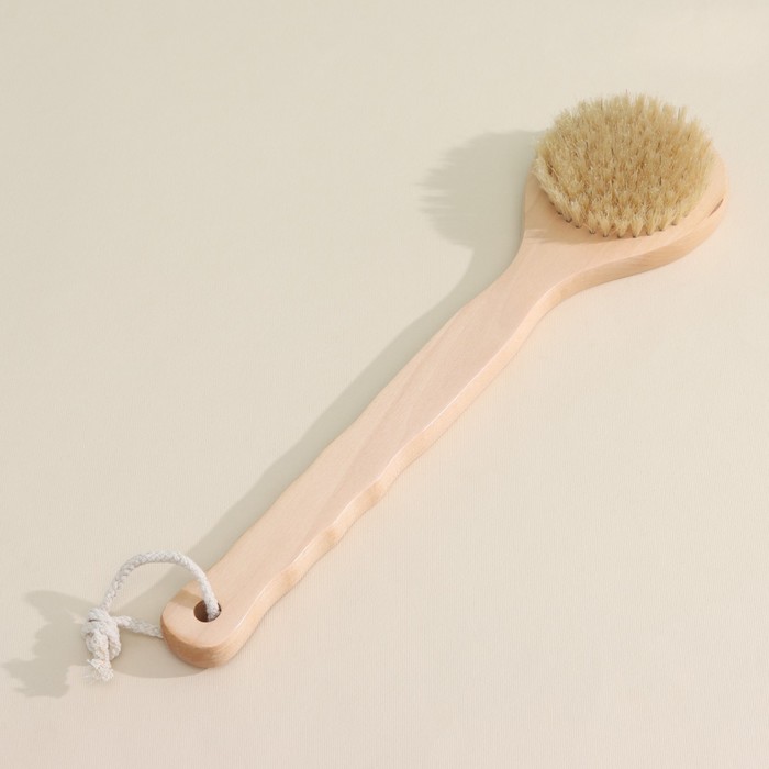 Щётка массажная для тела Доляна, с ручкой, натуральная щетина - Фото 1