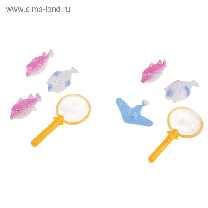 Рыбалка с сачком "Морские животные" (набор 3 шт), МИКС - Фото 1