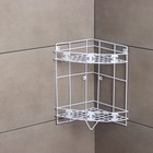 Полка для ванной Доляна, угловая, двухъярусная, 20×20×33 см, белая - Фото 4