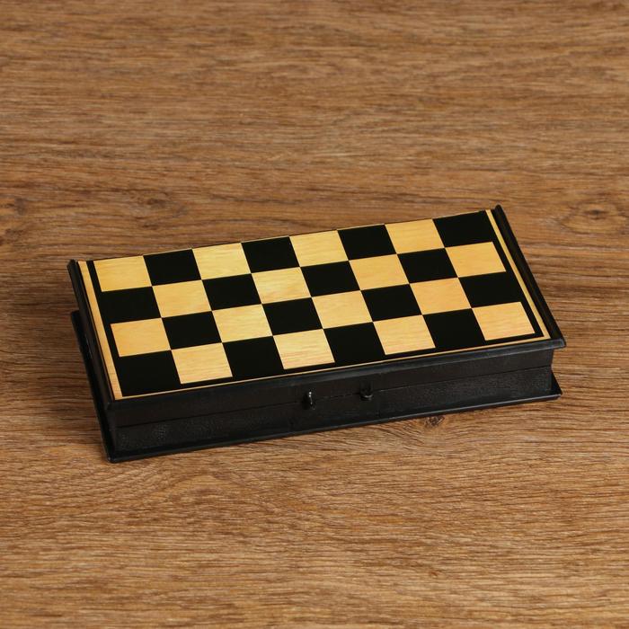 Настольная игра 3 в 1 "Атели": шашки, шахматы, нарды, 19 х 19 см - фото 1906766570