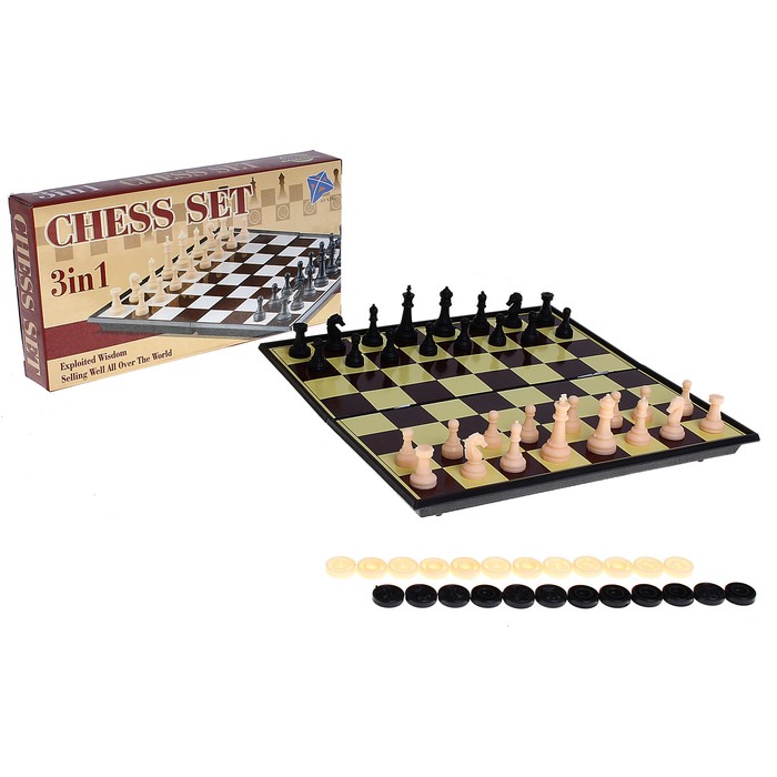 Настольная игра набор 2 в 1 "Баталия": шашки, шахматы, доска пластик 20 х 20 см - фото 1887630096