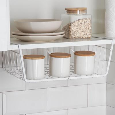 Корзина сетчатая навесная на полку Доляна, 37,5×24,5×15 см, цвет белый