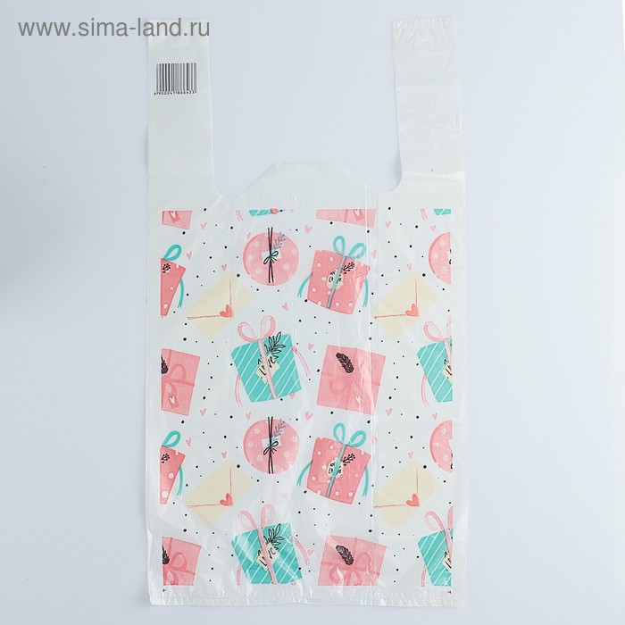 Пакет «Подарки - бантики», полиэтиленовый, майка, 26×48 см, 12 мкм - Фото 1