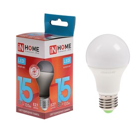 Лампа светодиодная IN HOME LED-A60-VC, Е27, 15 Вт, 230 В, 4000 К, 1430 Лм