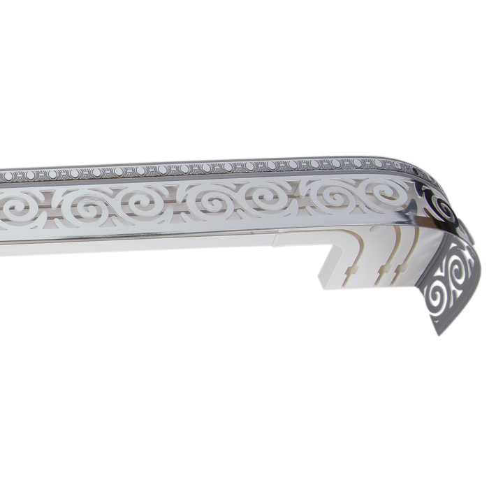Карниз трёхрядный «Завиток», ширина 380 см, цвет серебро