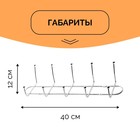 Вешалка настенная на 5 двойных крючков Доляна «Блеск», 39,5×7×10 см, цвет серебряный - Фото 3