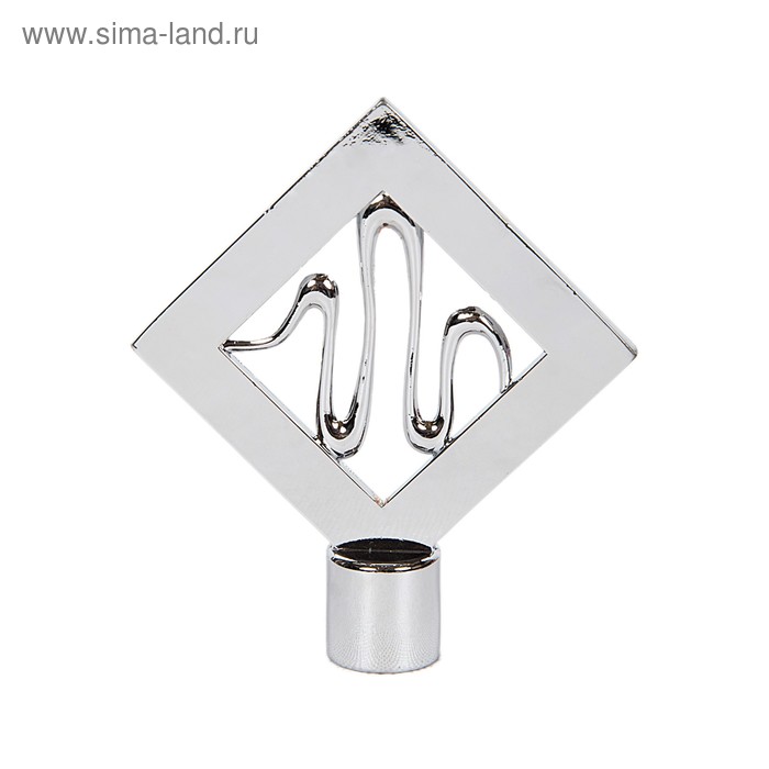 Наконечник «Ромб», 2 шт., d=16 мм, цвет серебро глянец - Фото 1