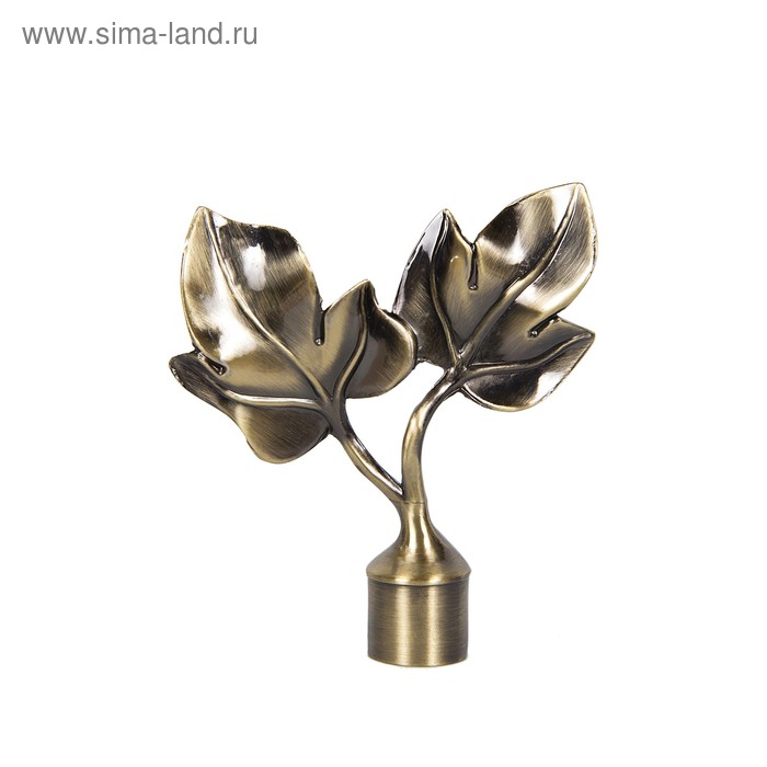 Наконечник «Фиговый лист», 2 шт., d=16 мм, цвет старое золото