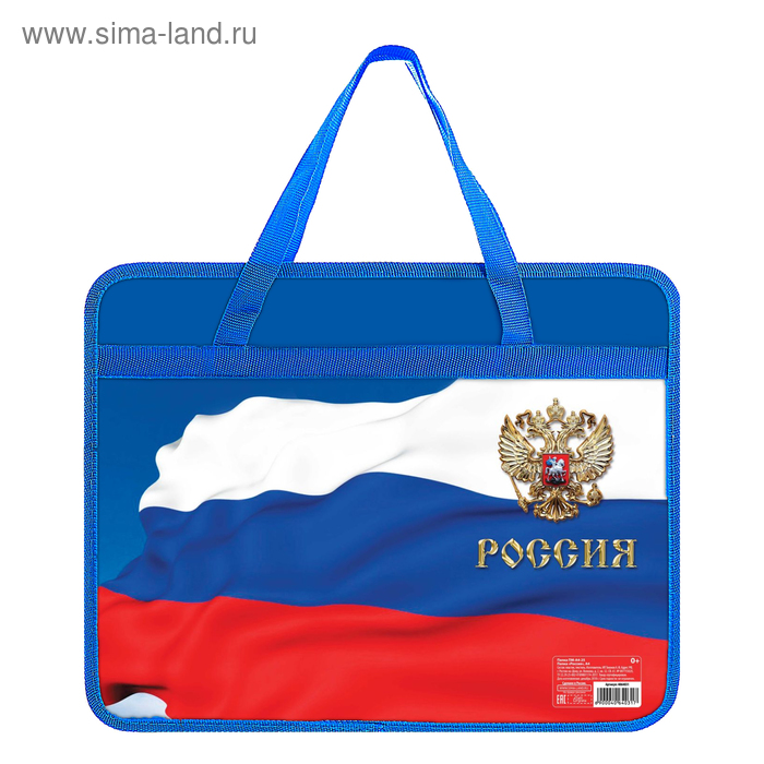 Папка с ручками А4, 330 х 260 х 75 мм, пластиковая, ручки-тесьма, Calligrata "Россия" - Фото 1