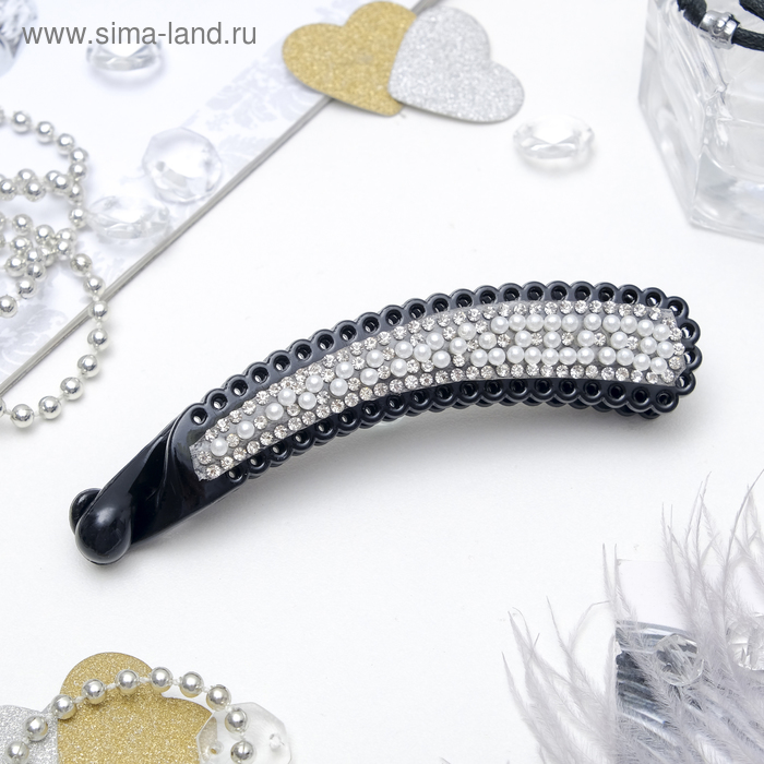 Банан для волос «Жемчужный рай», 11 см, чёрный - Фото 1