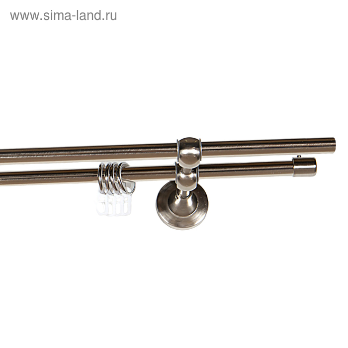 Карниз двойной, ширина 200 см, цвет нержавеющая сталь