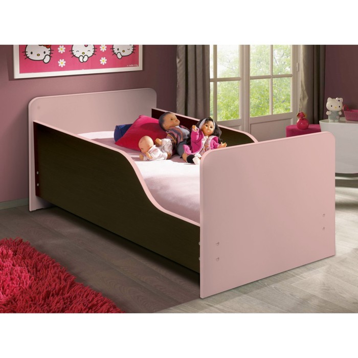 Кровать детская с бортом «Малышка №2», 600х1400 мм, цвет венге / светло-розовый - Фото 1