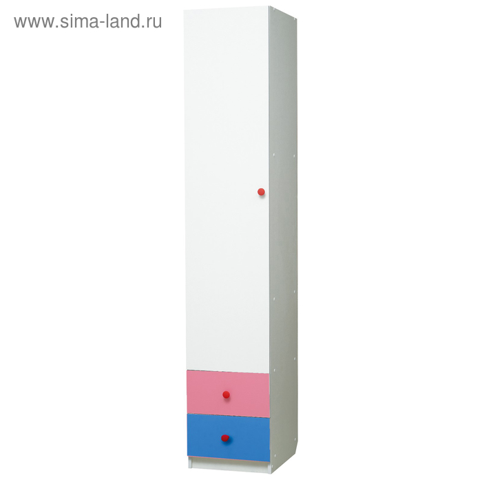 Шкаф с ящиками «Радуга», 400×490×2100 мм, цвет белый / розовый / синий - Фото 1
