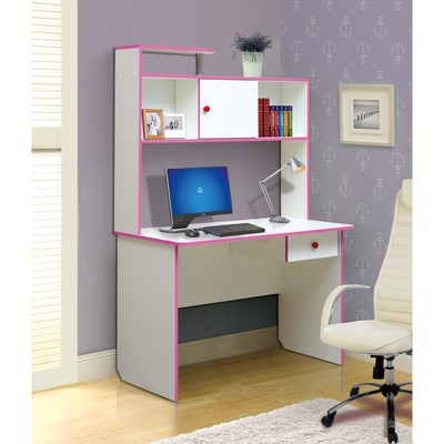 Стол компьютерный №9, 1100×580×1680 мм, цвет белый / розовый