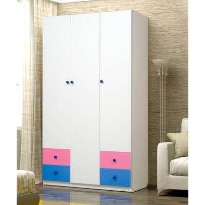 Шкаф 3-х дверный «Радуга», 1200×490×2100 мм, цвет белый / розовый / синий