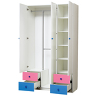 Шкаф 3-х дверный «Радуга», 1200×490×2100 мм, цвет белый / розовый / синий - Фото 2
