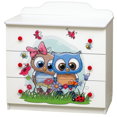 Комод детский для вещей «Совята» №3, с фотопечатью, 810×450×850 мм, цвет белый/разноцветный