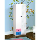 Шкаф 2-х дверный с зеркалом «Радуга», 800×490×2100 мм, цвет белый / розовый / синий - Фото 1